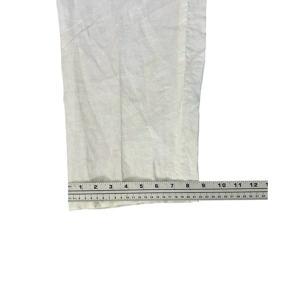 Tasso Elba 100% Linen Chino Pants White Semi Sheer 36x27 Coastal‎ Lightweight